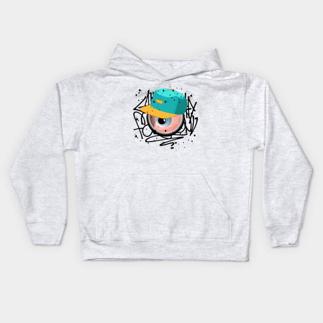 Monster Eys Teenager Graffiti Kids Hoodie by Mister Graffiti